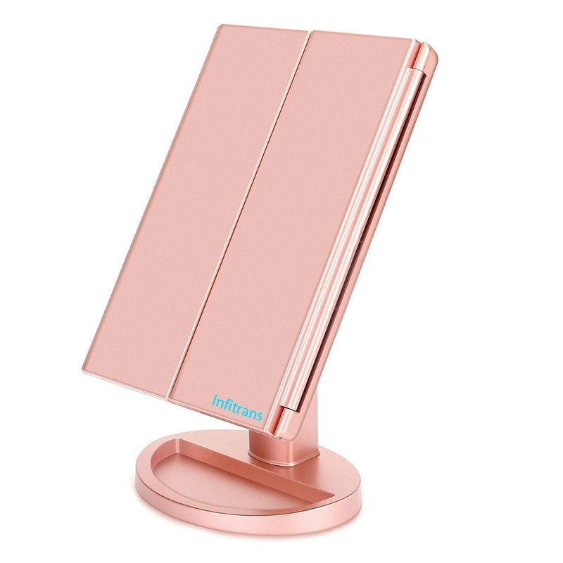 Infitrans Trifold Makeup Mirror Vanity Mirror with Lights,1X 2X 3X Magnification,Touch Control,Adjustable Rotation,Dual Power Supply,Portable Travel Cosmetic Mirror,Birthday Gifts for Women,Teengirls - Image 5